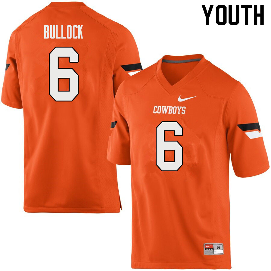 Youth #6 Ethan Bullock Oklahoma State Cowboys College Football Jerseys Sale-Orange
